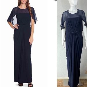 Chiffon jersey drapped gown